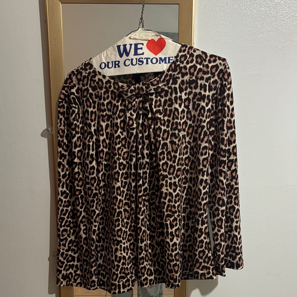 Karl Lagerfeld Brown Leopard Print Blouse